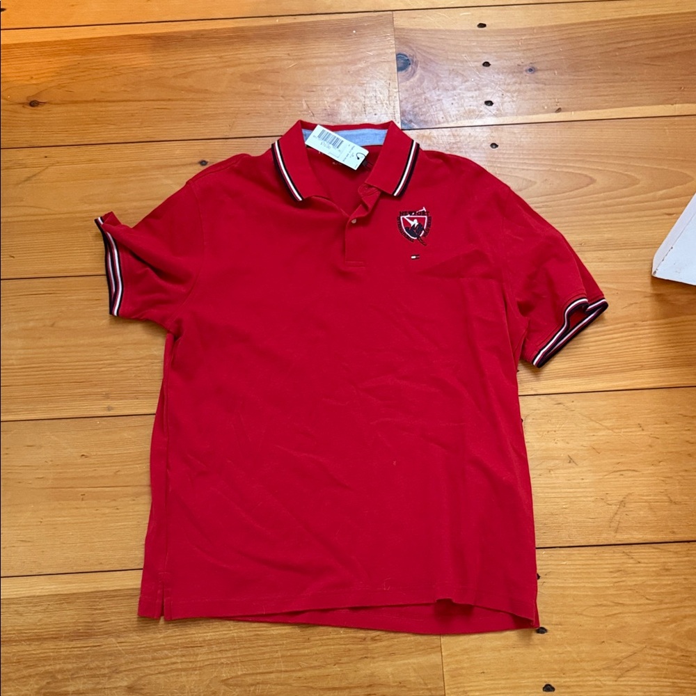 Tommy Hilfiger Red Polo Shirt with Embroidered Logo